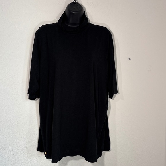 Lauren Ralph Lauren XL Womens Black Turtleneck Mock Short Sleeve Top Quiet Lux - Picture 3 of 12